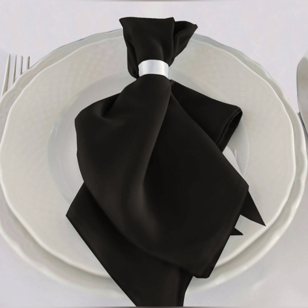 Black Table Dinner Napkins Set of 6 Premium Cloth, Wrinkle-Free Reusable 20"x13"
